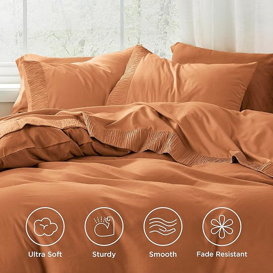 Bedsure King Size Sheets Set - 4 Pieces Soft King Sheets - Breathable  Cooling - Hotel Luxury - Easy Care Polyester Microfiber Bedding for Women, Men, Dusty Orange