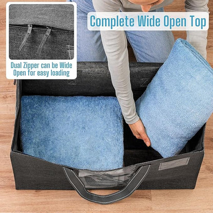 VENO 1 Pack Moving Bags, Comforter and Blanket Storage Bags for Closet, Moving Boxes, Boxes with Lids Alternative, College Dorm Packing Supplies, Foldable Heavy-Duty Tote with Window (Gray, 1 Pack)