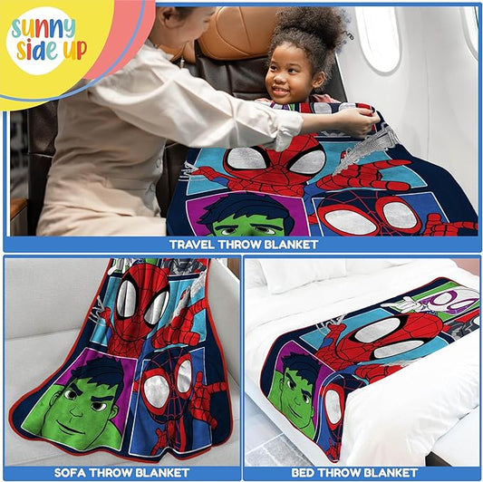 Marvel Spidey & His Amazing Friends Plush Throw Blanket - Measures 46 x 60 Inches - Super Soft & Cozy Fleece Kids Bedding Features Miles Morales & Ghost Spider Gwen