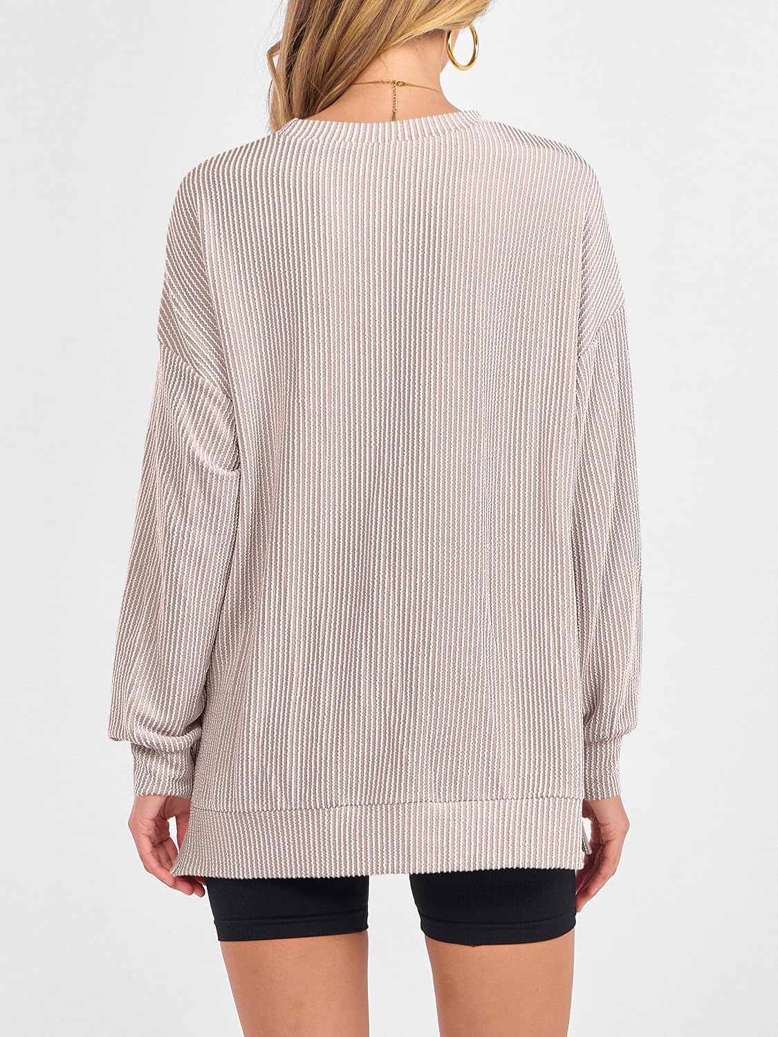 MITTOSHOP Women Oversized T-Shirts?Long Sleeve Tunic Top for Leggings?Ribbed Knit Side Split Casual Shirts for Daily & Travel