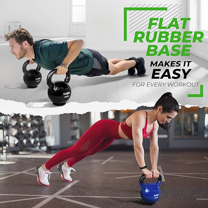 Yes4All Kettlebells Rubber Base, Kettlebell Set for Women, Strength Training Kettlebells Weights (25lb)