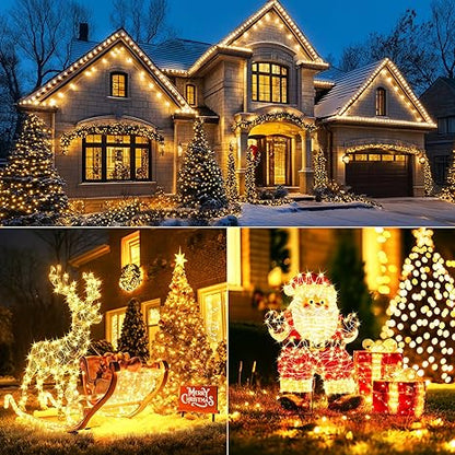 WdtPro Fairy Lights Battery Operated with Remote, 33Ft 100 LED Battery Powered String Lights with Timer, Outdoor Waterproof 8 Modes Twinkle Lights for Bedroom Indoor Christmas Decor Warm White, 4 Pack