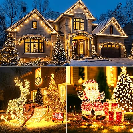 WdtPro Fairy Lights Battery Operated with Remote, 33Ft 100 LED Battery Powered String Lights with Timer, Outdoor Waterproof 8 Modes Twinkle Lights for Bedroom Indoor Christmas Decor Warm White, 4 Pack