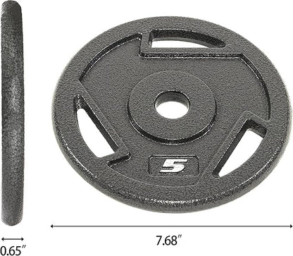 BalanceFrom Cast Iron Plate Weight Plate for Strength Training, Weightlifting and Crossfit, 1-Inch or 2-Inch, Standard or Olympic