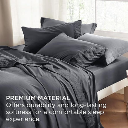 Bedsure King Size Sheets Set - 4 Pieces Soft King Sheets - Breathable  Cooling - Hotel Luxury - Easy Care Polyester Microfiber Bedding for Women, Men, Dark Grey