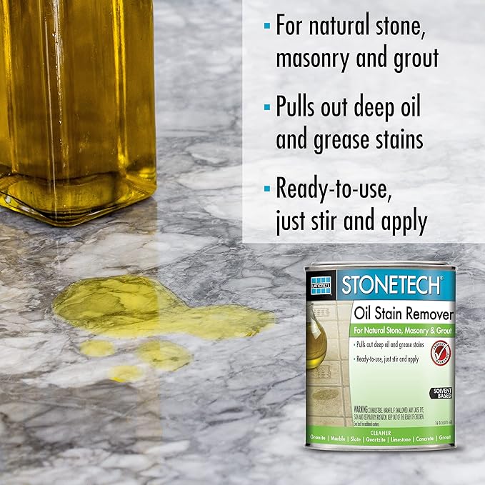 STONETECH Oil Stain Remover, Cleaner for Natural Stone, Grout, & Masonry, 1 Pint/16OZ (473ML) Can