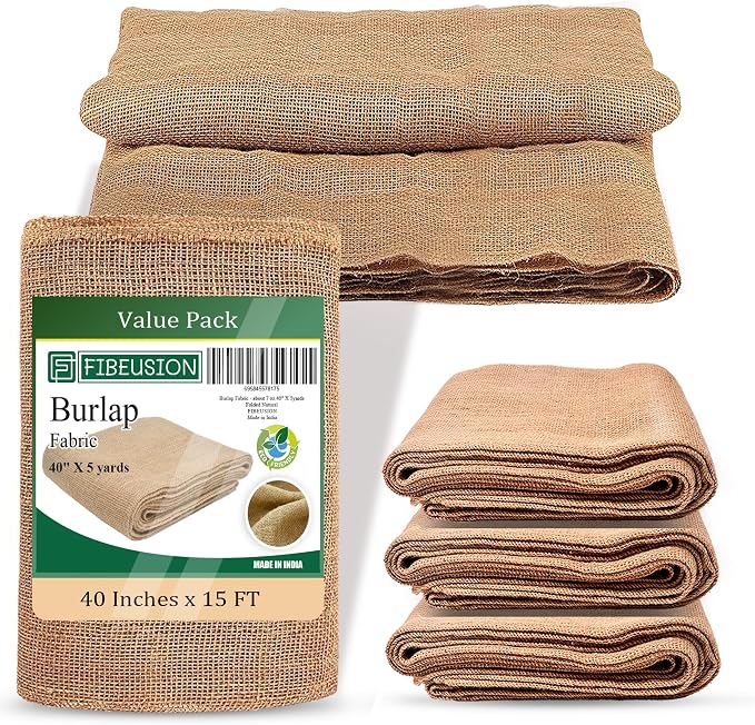 Burlap for Gardening 40" x 15 Feet - Multipurpose Natural Burlap Fabric - High Density Jute Fiber Suitable for Weed Barrier, Frost Guard for Gardening, Home Decorations and Crafts