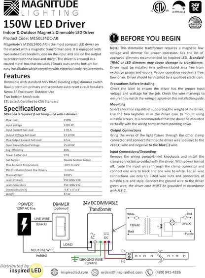 24V 150W Magnitude LED Driver Transformer by Inspired LED