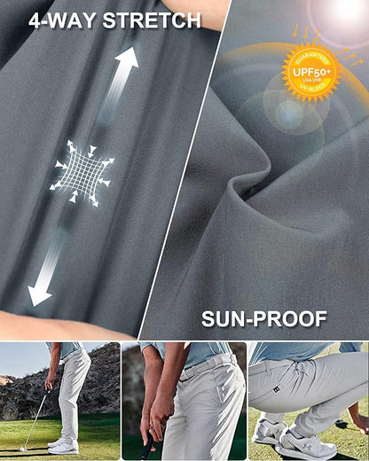 33,000ft Men's Golf Pants with 5 Pockets Classic-Fit Stretch Quick Dry Lightweight UPF 50+ Hiking Pants
