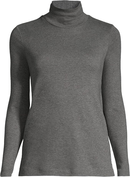 Lands' End Women's American-Grown Supima Cotton Fitted Long Sleeve Turtleneck
