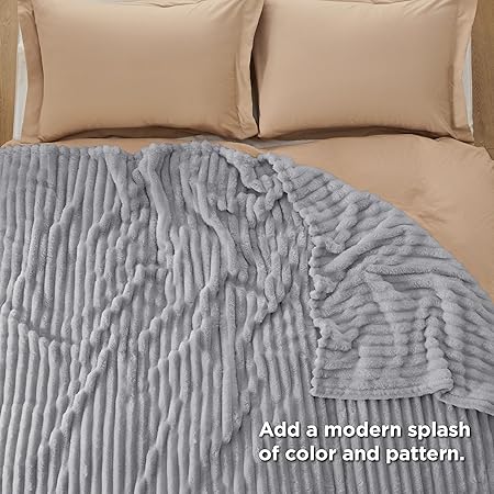 Bedsure Blankets Queen Size for Bed - GentleSoft Cozy Soft Blankets for Women, Cute Large Fleece Throws for Girls, Light Grey, 90x90 Inches