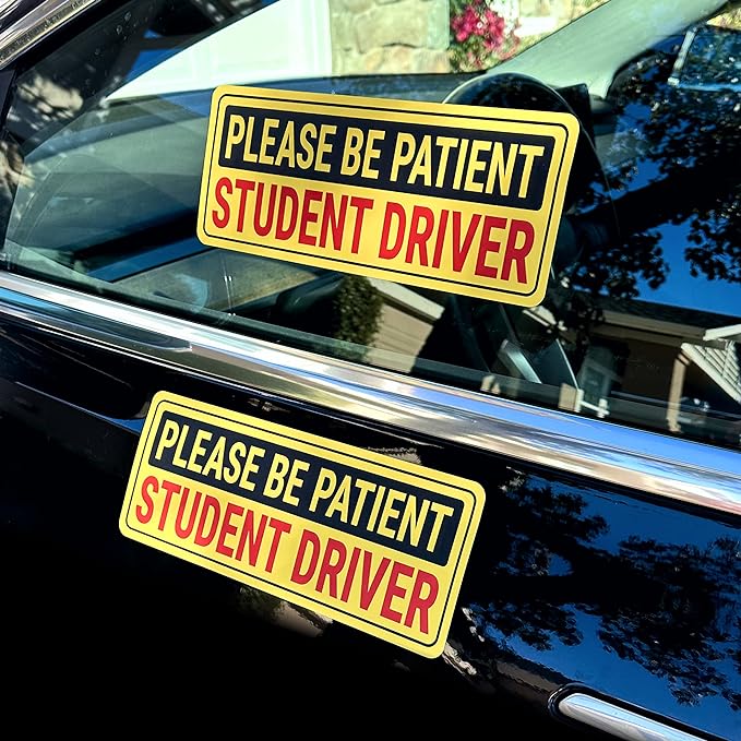Non-Magnetic Student Driver Stickers - Removable Vinyl Decal Signs for Cars  Windows - Made in USA (10x4 inches, 2-Pack)