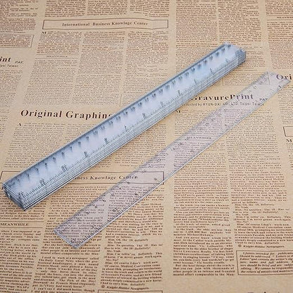 AIEX 10 Pieces Plastic Ruler with Inches and Metric Straight Ruler Transparent Ruler Measuring Tool for School, Office,Home (30 cm,12 Inches)
