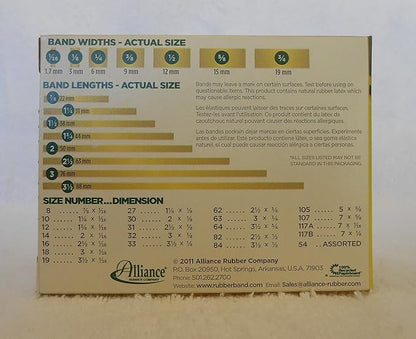 Alliance Rubber 20189 Pale Crepe Gold Rubber Bands Size #18, 1/4 lb Box Contains Approx. 551 Bands (3" x 1/16", Golden Crepe)