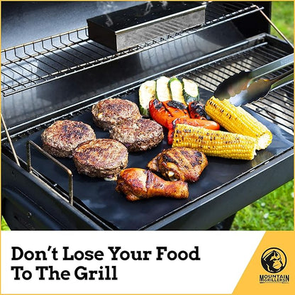 MOUNTAIN GRILLERS 17” Stainless Steel BBQ Grilling Kabob Skewers with Non Stick BBQ Grill Mat - Pack