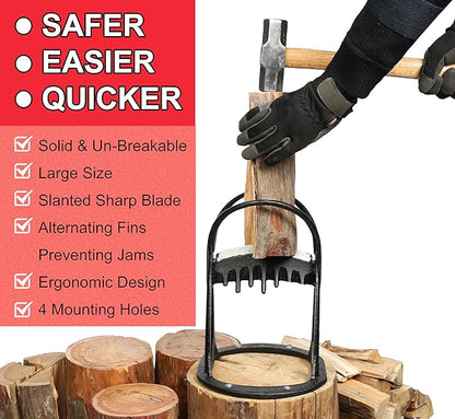 Wood Splitter Kindling er Manual Kindling Splitter Portable Log Splitter, Wedge Made from CAST Steel, No Axe, Black