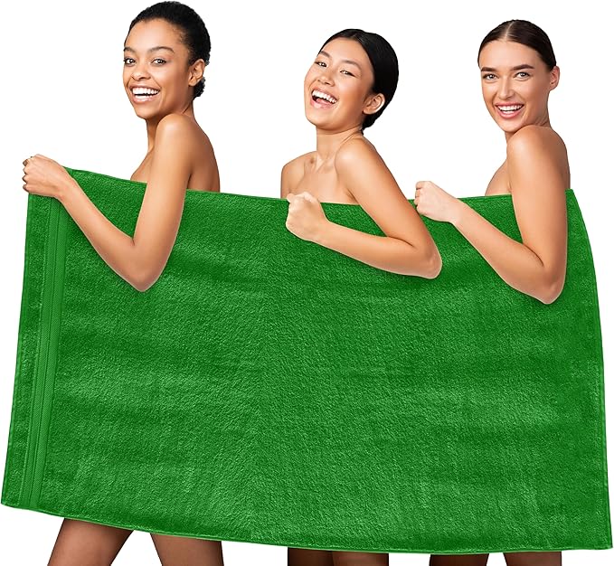 Elegant Comfort Three Line Popcorn Towel Set for Bathroom 35 x 70 inches, Premium Hotel Quality 1-PACK Jumbo Towels, 100 Turkish Cotton,Soft and Durable, Quick Dry and Highly Absorbent, Emerald Green