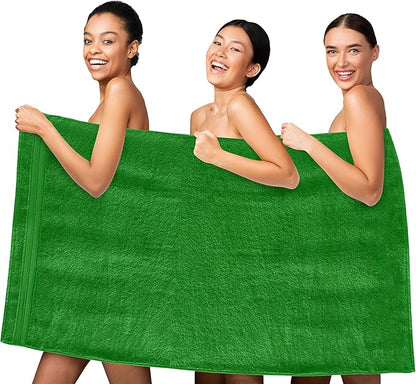 Elegant Comfort Three Line Popcorn Towel Set for Bathroom 35 x 70 inches, Premium Hotel Quality 1-PACK Jumbo Towels, 100 Turkish Cotton,Soft and Durable, Quick Dry and Highly Absorbent, Emerald Green