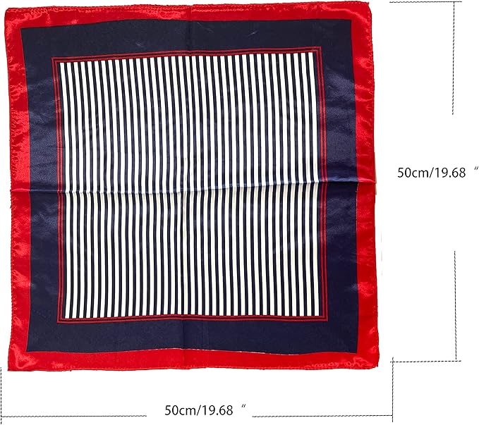 Silk Feeling Square Satin Head Scarf, Neck Scarves Kerchief for Women Ladies Girls, 19.7"x19.7" (50x50cm)