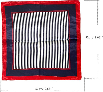 Silk Feeling Square Satin Head Scarf, Neck Scarves Kerchief for Women Ladies Girls, 19.7"x19.7" (50x50cm)