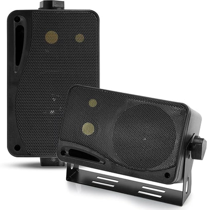 Pyramid 3-Way Indoor Outdoor Speaker System - 3.5 Inch 200W Pair of Mini Box Ceiling Wall Mount Speakers w1" Tweeter, 3.25" Woofer, 1.75 Midrange - Home Theater Entertainment, PA System - 2022SX