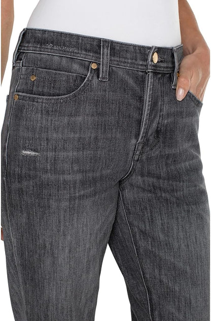 Liverpool Women's The Keeper Boyfriend Rolled Cuff Mid-Rise 4-Way Stretch Denim Jean 26"/29" in Park Drive