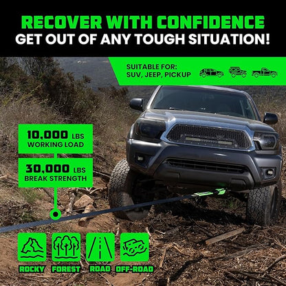 Rhino USA Recovery Tow Strap (3" x 20') - 31,518lb Break Strength - Emergency Recovery Strap Tow Rope for Truck, UTV, ATV & More - Heavy Duty Towing Strap for Offroad 4x4 Use - Compatible with Jeep