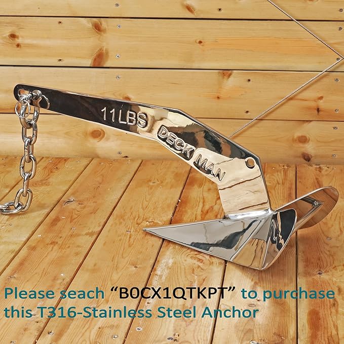 316 Stainless Steel Boat Anchor Chain with 2 Pcs Anti-Off Shackles, Marine Grade