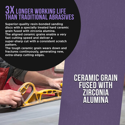 20 Grit PSA Purple Film Ceramic Longboard Sandpaper 20 Yard Roll 2-3/4" Wide Continuous 20 Yard Roll, Self Adhesive Stickyback for Auto & Wood Air File Long Board Sanders Hand Sanding Blocks