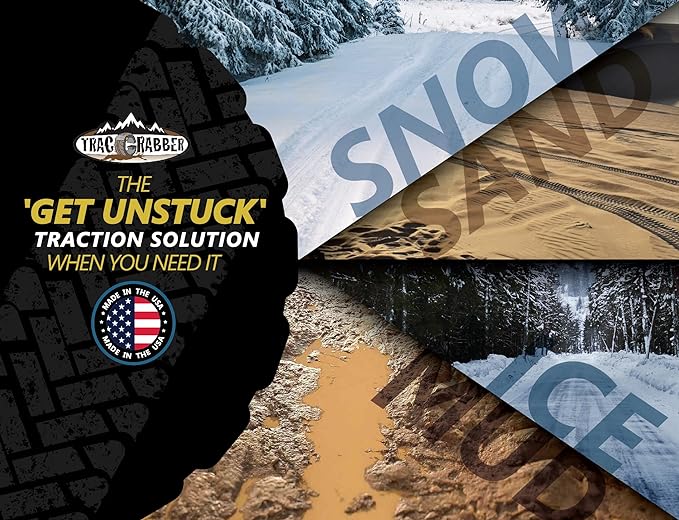 TRACGRABBER Tire Traction Device for Oversized Tires on TrucksSUVs, Set of 2 - Made in the USA, Easy to Install, Get Unstuck Fast from Snow, Mud  Sand - A Snow Traction Mat or Snow Chain Alternative