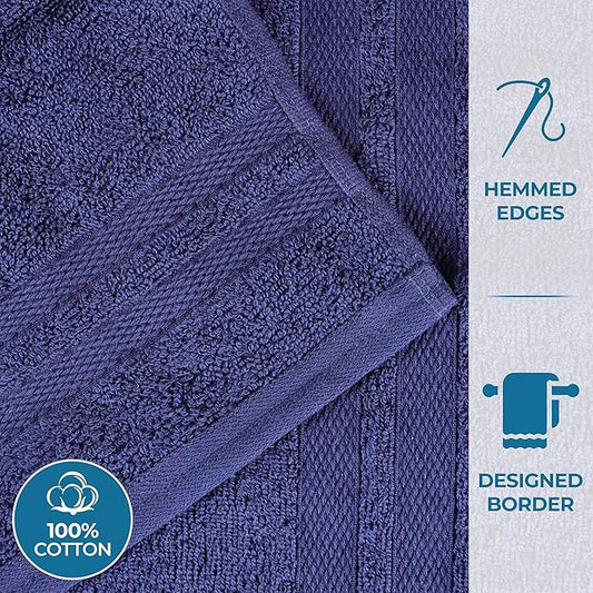 Superior Ultra-Soft 2-Piece Cotton Bath Sheet Set, Perfect for Bathroom Decor, Shower, Spa, Gym, Guest Room, Home Essentials, Daily Use, Soft, Absorbent, Oversized Body Towels - Navy Blue