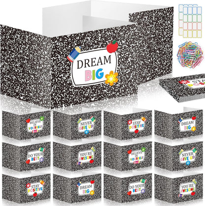 24 Pcs Composition Privacy Folders Standard for Students Cardboard Shields Test Privacy Boards Inspirational Words Desk Dividers Shield for Classroom School Study Supplies (Black)