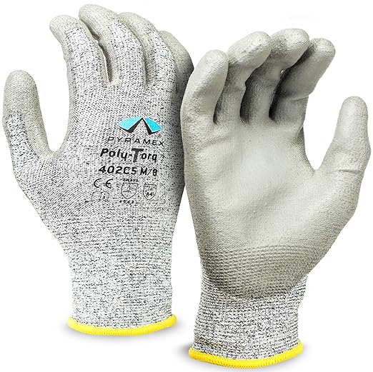 Pyramex Safety GL402C5L Poly-Torq Polyurethane Work Gloves, Large