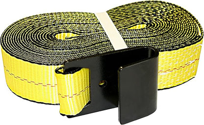 Everest - S1022 Premium Ratchet Tie Down 1 PK 2 IN. X 27 FT 3333 LBS. Working Load 10000 LBS. Break Strength Flat-Hook Cargo Straps Perfect for Moving Appliances, Lawn Equipment and Motorcycles, Vibrant Everest Yellow