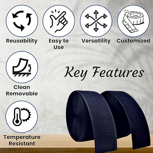 Hook Adhesive-Backed Hook-Side Only: (Black, 1" x 75 Feet)