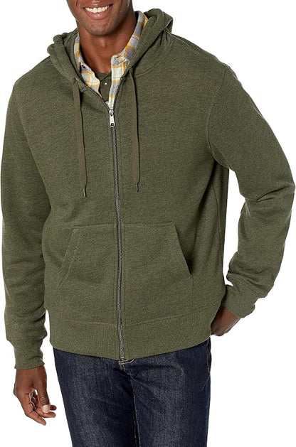 Essentials Men's Full-Zip Fleece Hoodie Sweatshirt (Available in Big & Tall)
