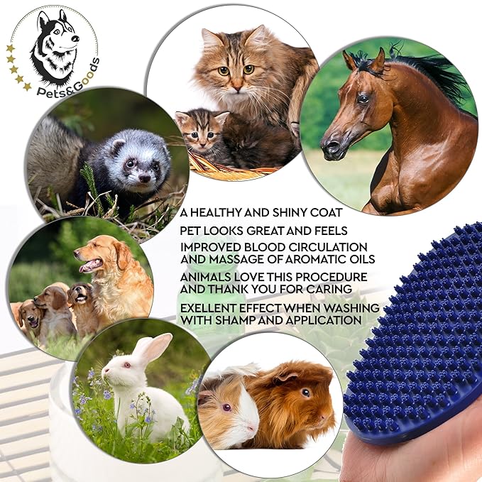 Dog and Cat Grooming Brush - Rubber Brush for Bathing, Washing, Deshedding Short or Long Pet Hair