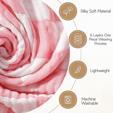Ultra Soft Muslin Baby Blanket, Made of Viscose from Bamboo and Muslin from Cotton, A Versatile Swaddle and Bed Blanket for Babies, Toddlers, Boys, and Girls (1 Pack).