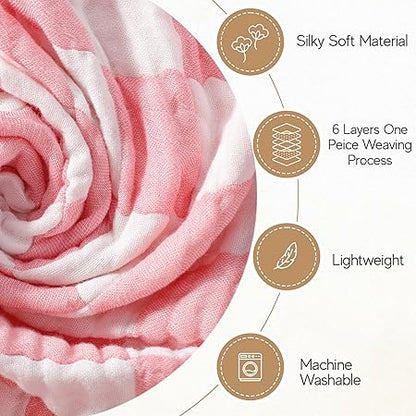Ultra Soft Muslin Baby Blanket, Made of Viscose from Bamboo and Muslin from Cotton, A Versatile Swaddle and Bed Blanket for Babies, Toddlers, Boys, and Girls (1 Pack).