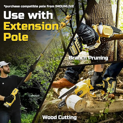 Mini Chainsaw Cordless 6 Inch, 32FT/S Fast Powerful Cutting, Brushless Electric Handheld Chain Saw with 3.0Ah Battery Powered, Auto Oiler, Lightweight, Sharp for Tree Trimming Pruning(Upgrade Version)