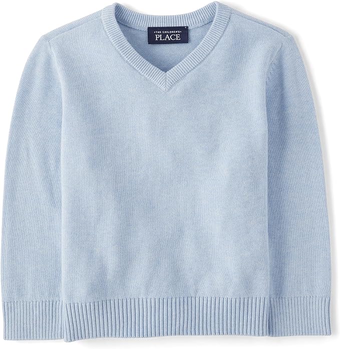 The Children's Place Baby Boys' and Toddler Long Sleeve V-Neck Pullover Sweater