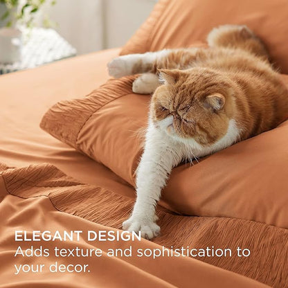 Bedsure King Size Sheets Set - 4 Pieces Soft King Sheets - Breathable  Cooling - Hotel Luxury - Easy Care Polyester Microfiber Bedding for Women, Men, Dusty Orange