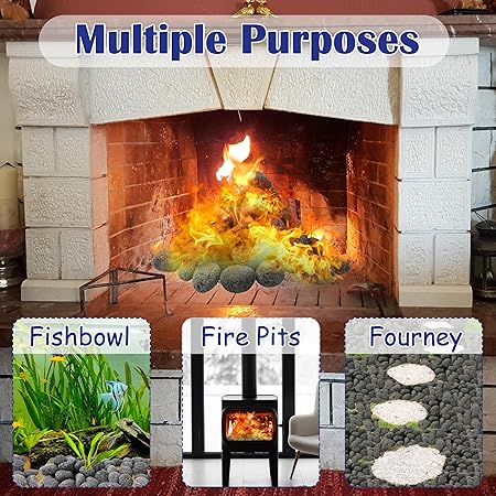 Sunnyglade 10LBS Black Lava Rocks for Fire Pit 1-2 inch Gas Fireplace Rocks, Black Lava Pebbles for Propane Fire Pit, Decorative Volcanic Stone for Outdoor  Indoor Gas Fireplace (10, Pounds)
