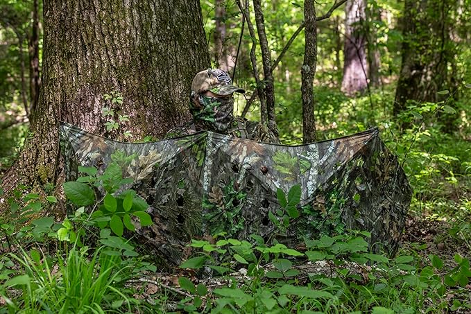 Ameristep Throwdown Ground 3D Leafy Die-Cut Camo Ultra-Compact Easy-Setup Three-Panel Low-Noise Run-and-Gun 2-Person Hunting Blind
