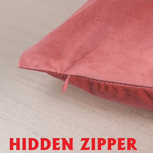 Elegant Comfort Velvet Cushion Covers Pack of 2, Velvet Soft Solid Decorative Square Throw Pillow Covers Set Cushion Case for Sofa Bedroom Car 20 x 20 Inch (50 x 50 cm), Solid Dusty Rose Pink