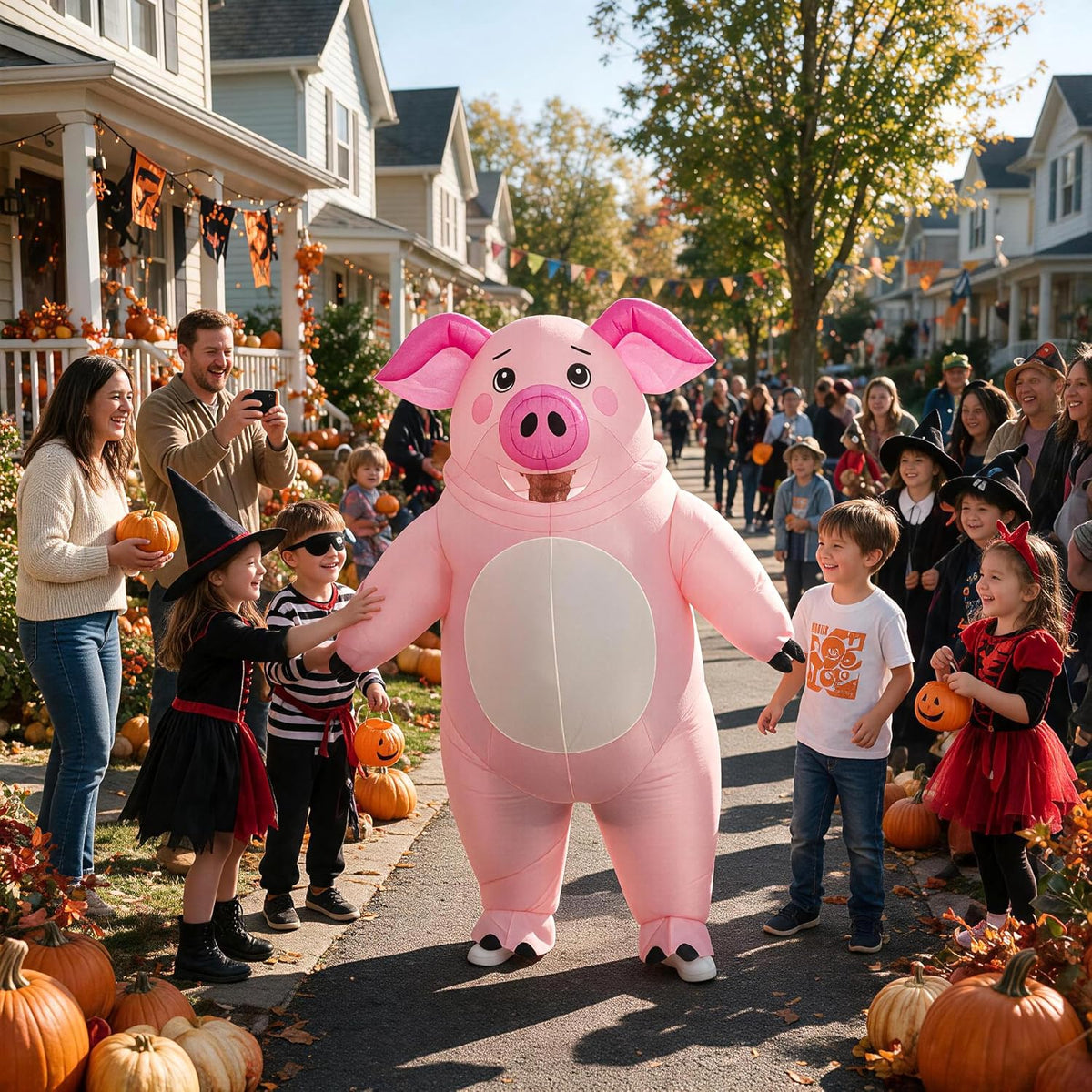 Halloween Inflatable Costume Adult,Blow Up Full Body Pig Suit Men Women