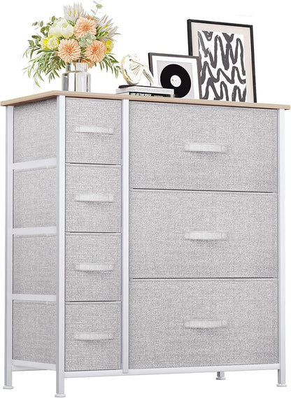 YITAHOME Dresser for Bedroom, 7 Drawers Fabric Dresser, Organizer Unit for Living Room, Hallway, Closets - Sturdy Steel Frame, Wooden Top  Easy Pull Fabric Bins