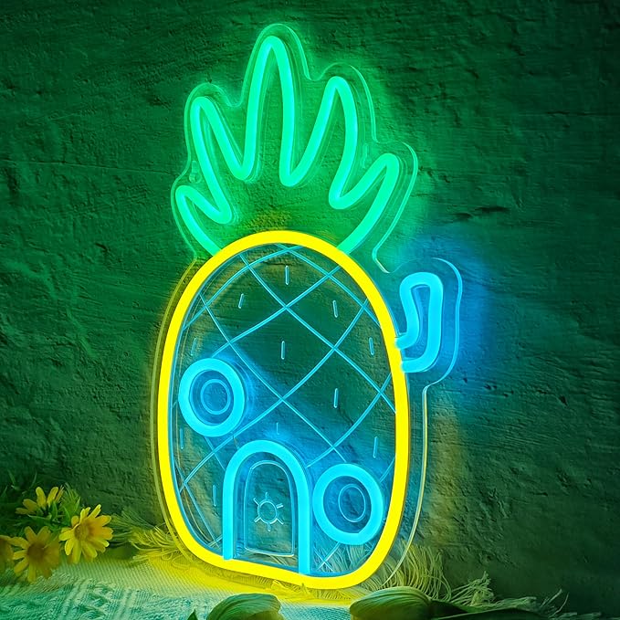 Dimmable neon sign with LED light under the sea and pineapple for wall decoration, ocean theme, children's room, bedroom, playroom, birthday party decoration, gifts for