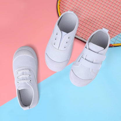 Size 6-6.5 Toddler Boy's Girl's Toddlers Canvas Sneakers Slip-On Lightweight Kids White Sneakers Casual Skin-Friendly Walking Running Shoes(Toddle/Little Kids/Big Kids)