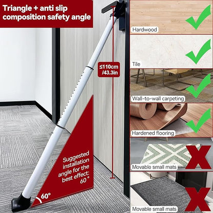 AceMining Upgraded Door Security Bar  Sliding Patio Bar, Heavy Duty Stoppers Adjustable Jammer for Home, Apartment, Travel (1 Pack,White)